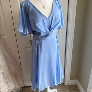 JJs House Light Blue Midi Dress with V-Neck